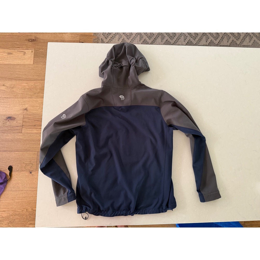Mountain Hardwear Mens Softshell Hoodie Full Zip Jacket Blue Grey Large - Picture 10 of 13